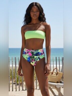 Tropical High-Waisted Bikini Bottom